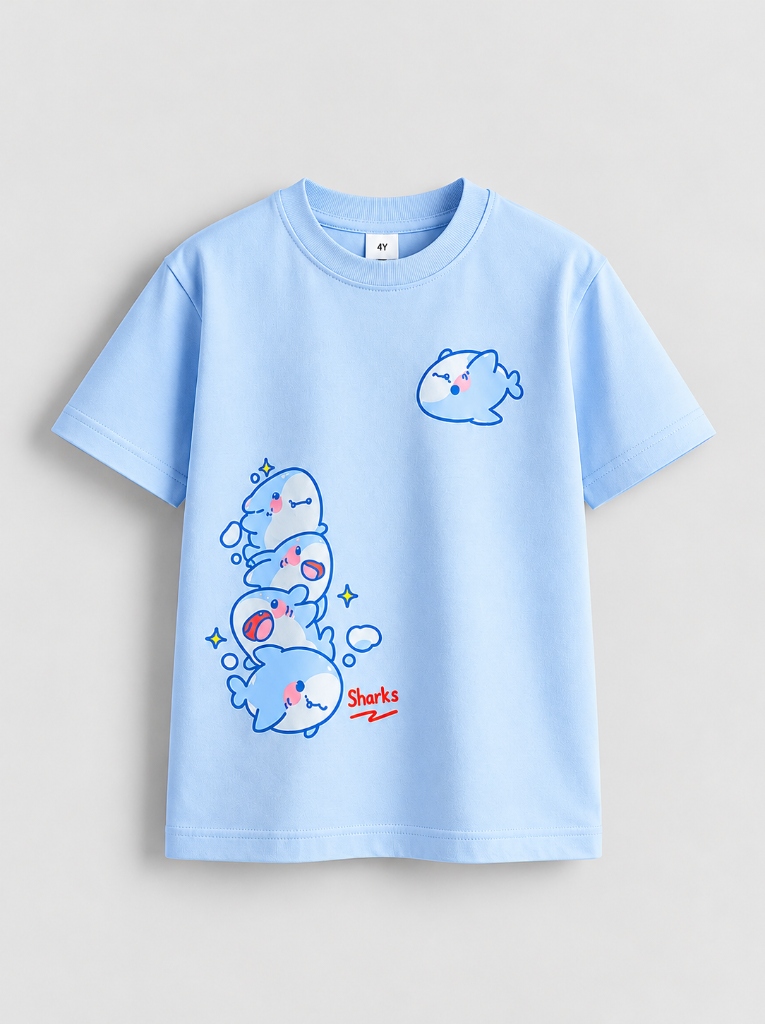 Kids Shark Printed 100% Cotton T-Shirt (1–5 Years) view 1 Kids City Wakad Pune